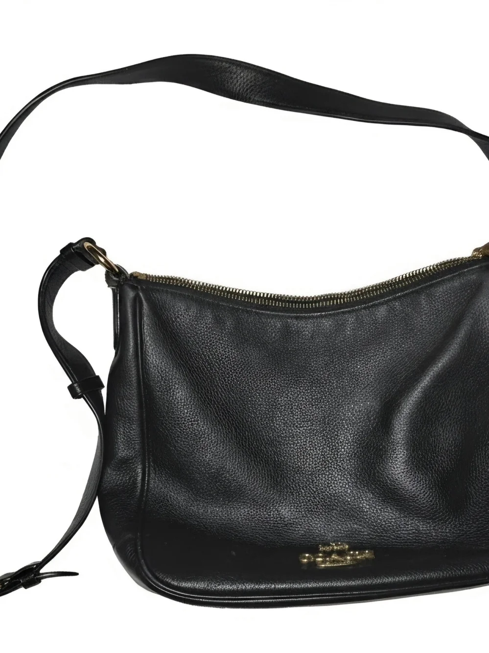 Coach Black Leather Shoulder Hobo with Gold Hardware